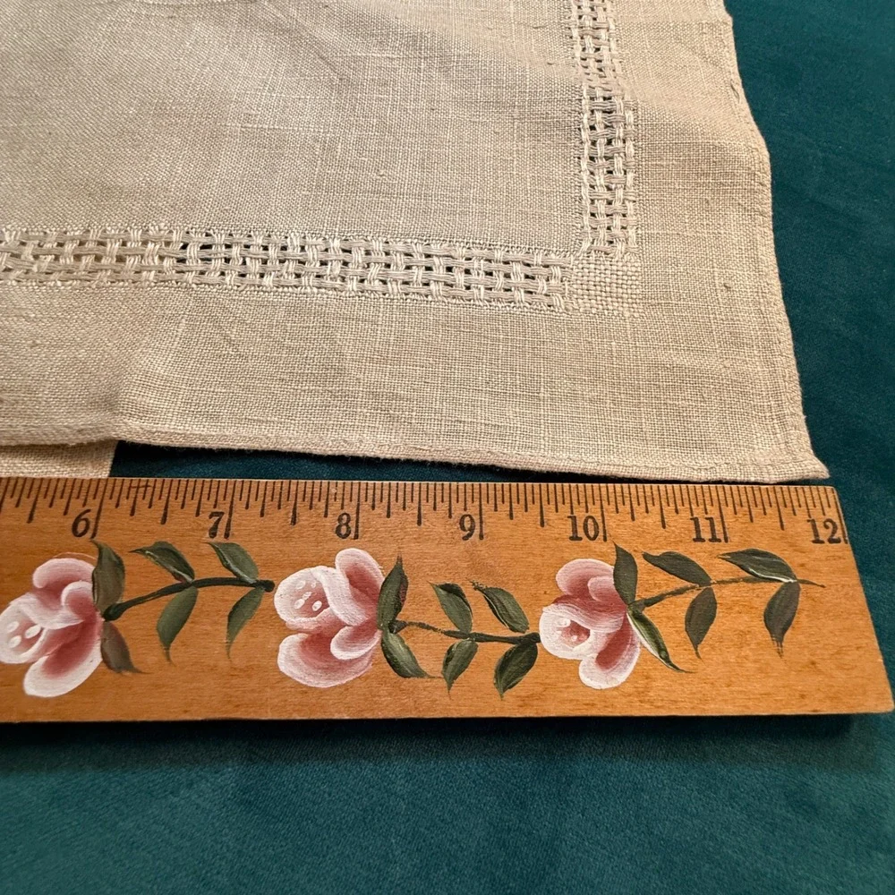 Set of 4 Linen Hemstitch Napkins‎ Natural Beige Tablecloths
